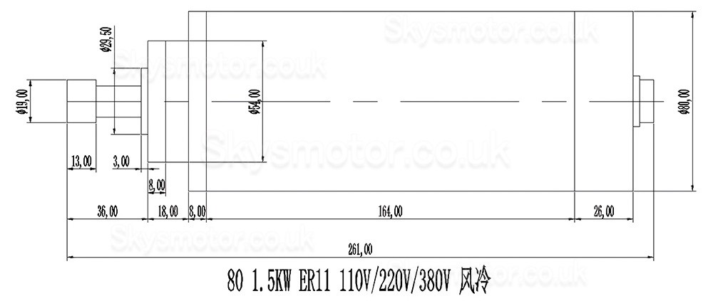 1.5KW 110V/220V Air Cooled CNC Spindle Motor Kit OSP001696 with Spindle Drives (VFD Drives) & 13Pcs ER11 Collet